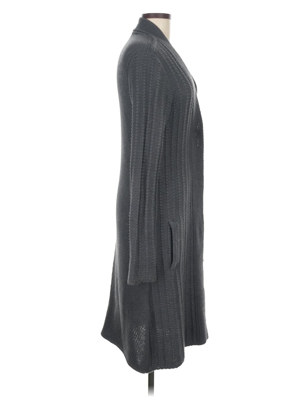 CAbi Long Open-Front Ribbed Cardigan - Gray - Picture 3 of 7